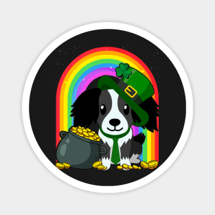 Border Collie Rainbow Irish Clover St Patrick Day Dog Gift print Magnet